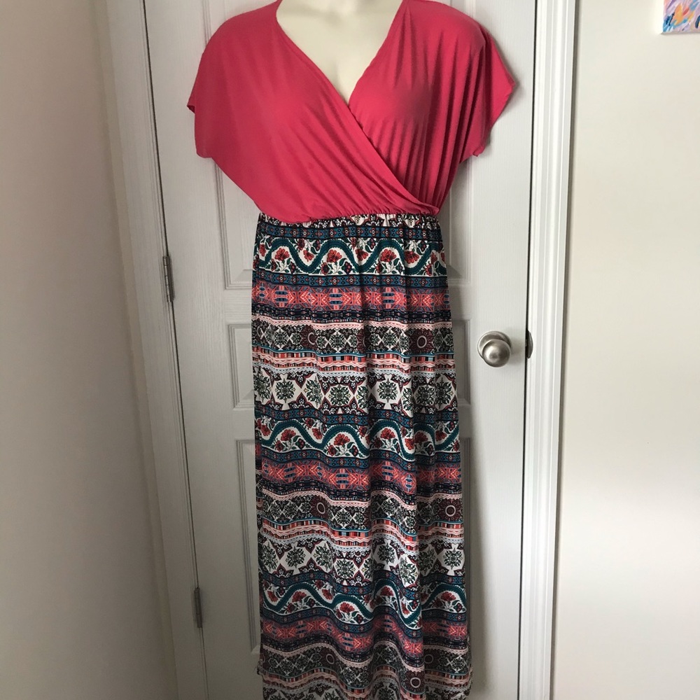 GUC Flirty Pink Hot Pink Printed Dress 1X